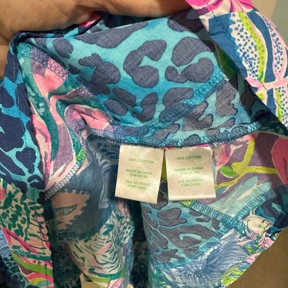 Lilly Pulitzer Vibrant Blue and Pink Long Sleeve Dress midi anniversary 16 rare - Picture 13 of 13